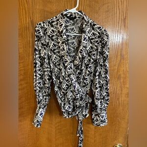 Banana Republic Monochrome Patterned Wrap Blouse